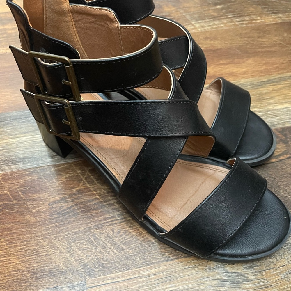 Black Block Heel Sandals